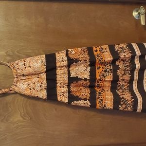 Orange Black Sleeveless Sundress 3/5